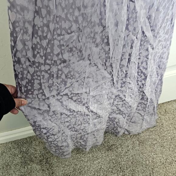 Topshop Heart Jacquard Slip Dress Womens Size 10 Purple Silky Maxi Fairy Elegant - Picture 4 of 12